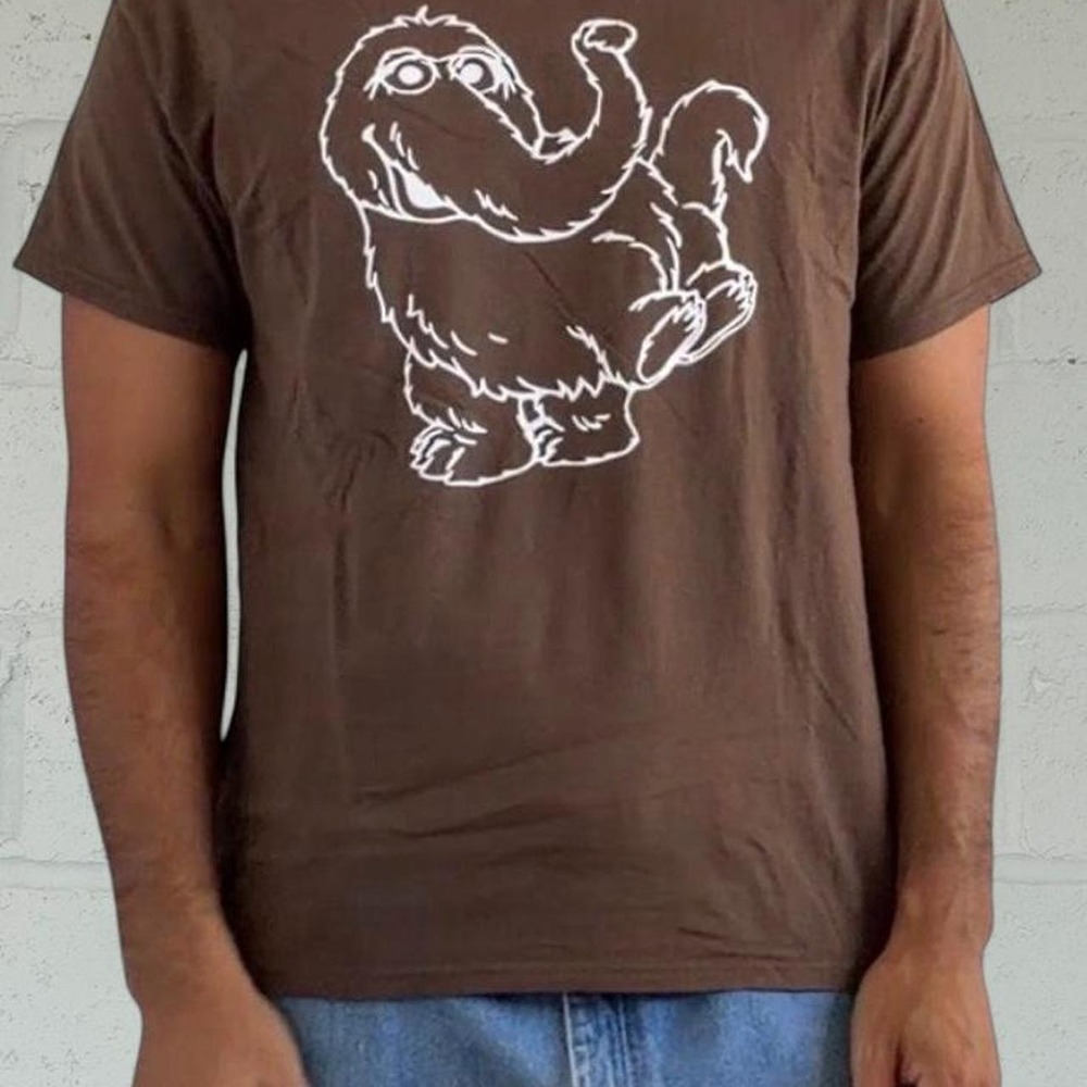 Hanes Mens Mr Snuffleupagus Graphic T-Shirt Brown Muppets Sesame Street Large